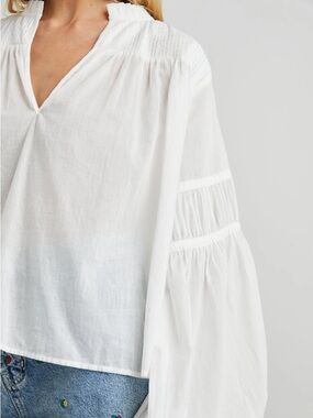 Rails Women’s Boho Bridal White Long Sleeve Flowy Marli Top Size Large